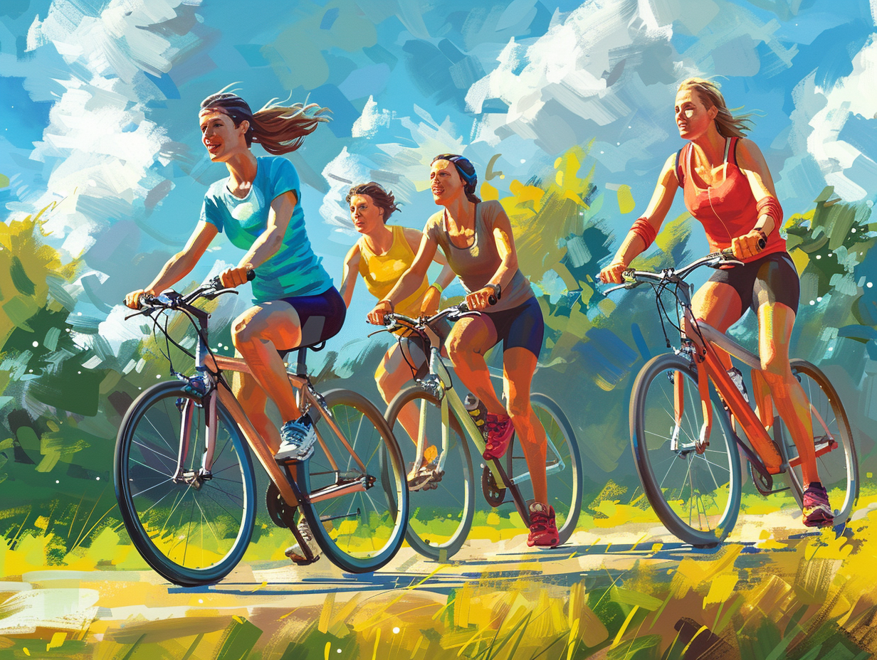 Люди різного віку займаються фітнесом в сучасному залі